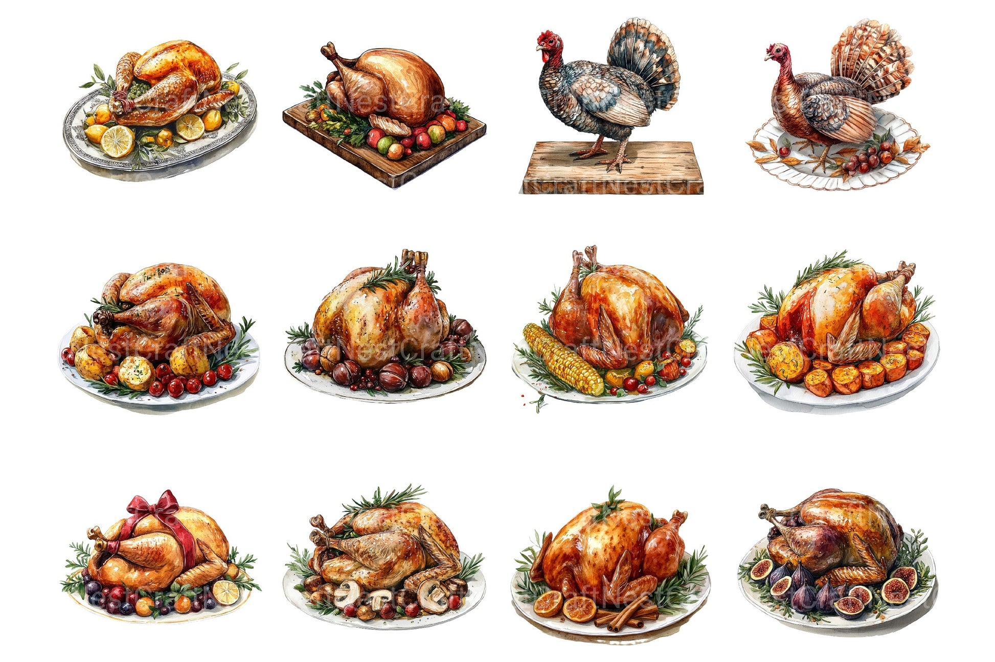 Turkey Dinner Table Scene Clipart Bundle - CraftNest - Digital Crafting and Art
