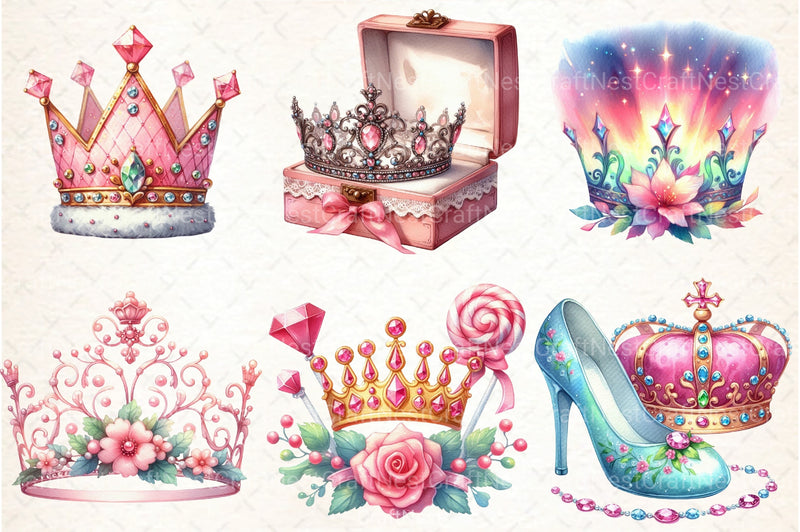 Pink Princess Tiara Clipart Bundle 1 - CraftNest - Digital Crafting and Art