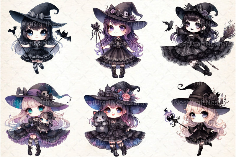 Cute Witch Halloween Girl Clipart Bundle - CraftNest - Digital Crafting and Art