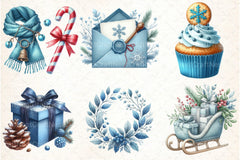 Cozy Christmas Blue Clipart Bundle 2 - CraftNest - Digital Crafting and Art