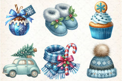 Cozy Christmas Blue Clipart Bundle 2 - CraftNest - Digital Crafting and Art