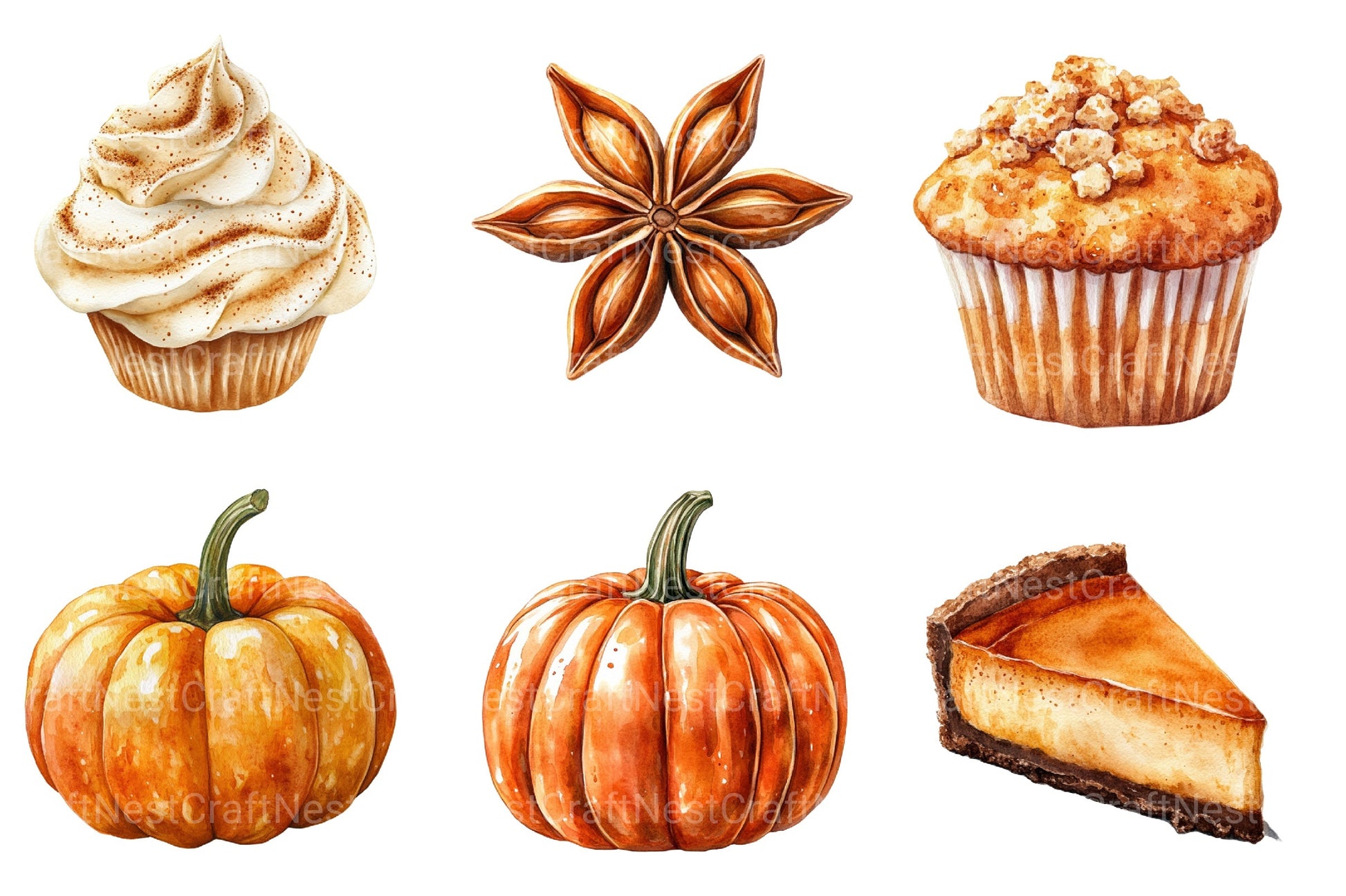 Pumpkin Spice Thanksgiving Clipart Bundle - CraftNest - Digital Crafting and Art