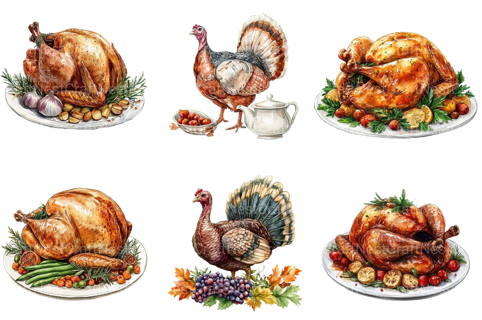 Turkey Dinner Table Scene Clipart Bundle - CraftNest - Digital Crafting and Art