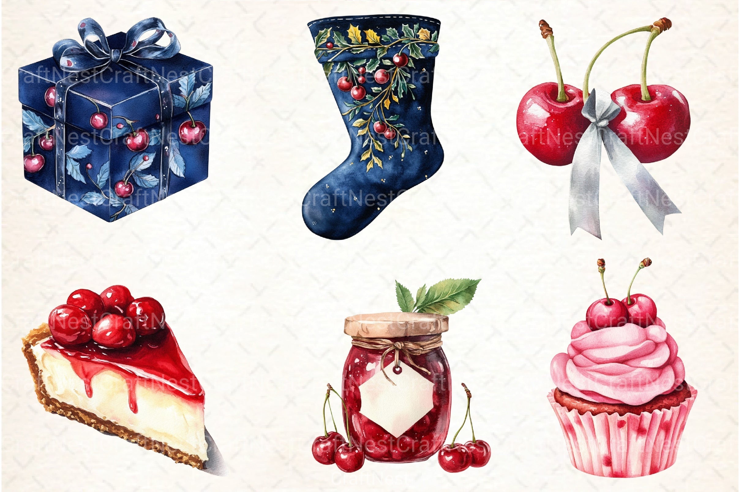 Midnight Cherry Christmas Clipart Bundle 23 - CraftNest - Digital Crafting and Art