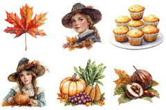 Vintage Thanksgiving Postcard Clipart Bundle - CraftNest - Digital Crafting and Art