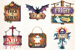 Halloween Wooden Signs Clipart Bundle - CraftNest - Digital Crafting and Art