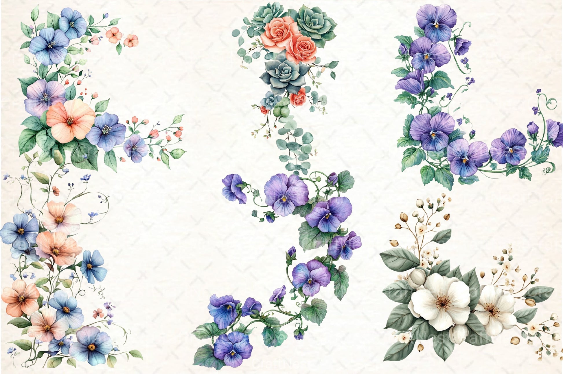 Floral Border Clipart Bundle - CraftNest - Digital Crafting and Art