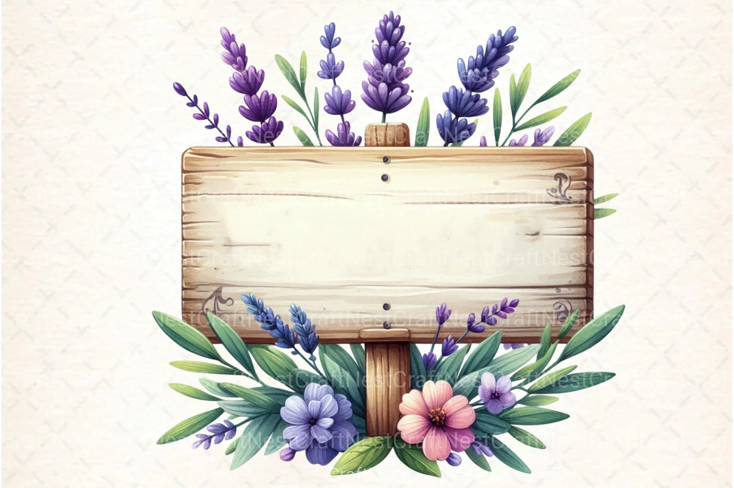Lavender Wooden Name Plate Clipart Bundle - CraftNest - Digital Crafting and Art
