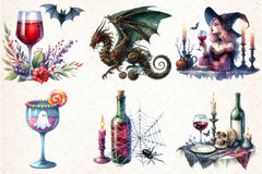 Halloween Wine Tasting Clipart Bundle 2 - CraftNest - Digital Crafting and Art