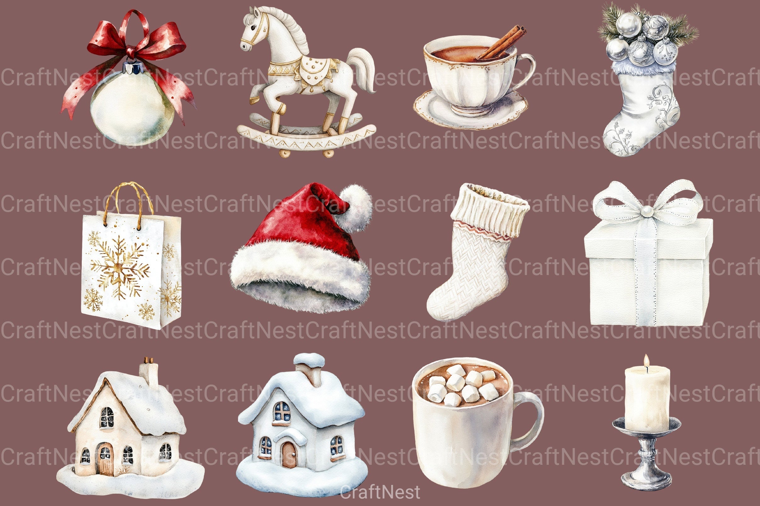 Cozy White Christmas Clipart Bundle 99 - CraftNest - Digital Crafting and Art