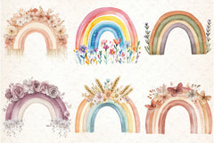 Boho Rainbow Floral Clipart Bundle - CraftNest - Digital Crafting and Art