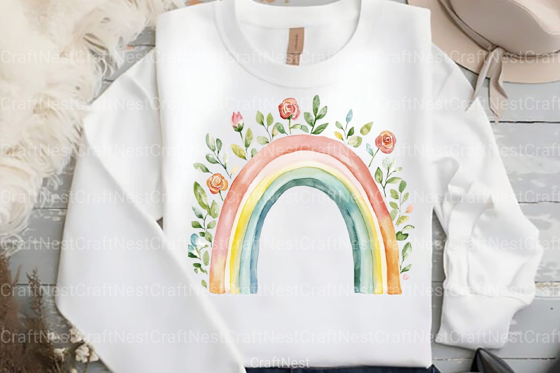 Boho Rainbow Floral Clipart Bundle 55 - CraftNest - Digital Crafting and Art