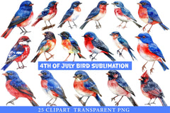 4th of July Bird Sublimation Clipart - CraftNest - Digital Crafting and Art