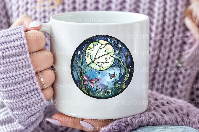 Lunar Moth & Moon Stained Glass Clipart Bundle - CraftNest - Digital Crafting and Art