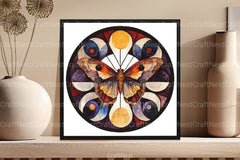 Lunar Moth & Moon Stained Glass Clipart Bundle - CraftNest - Digital Crafting and Art