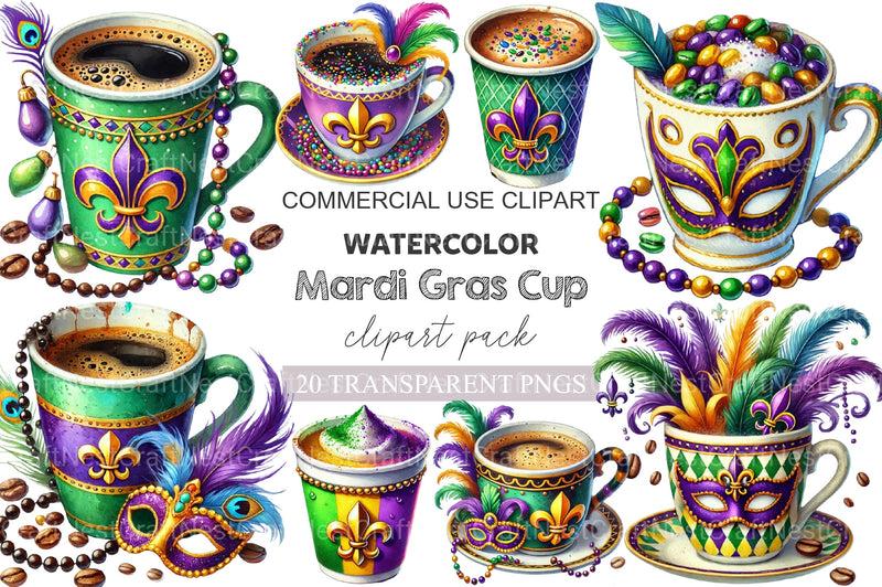 Mardi Gras Cup Clipart Bundle - CraftNest - Digital Crafting and Art