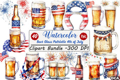 Patriotic 4th of July Beer Glass Clipart Bundle - CraftNest - Digital Crafting and Art