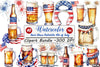 Patriotic 4th of July Beer Glass Clipart Bundle