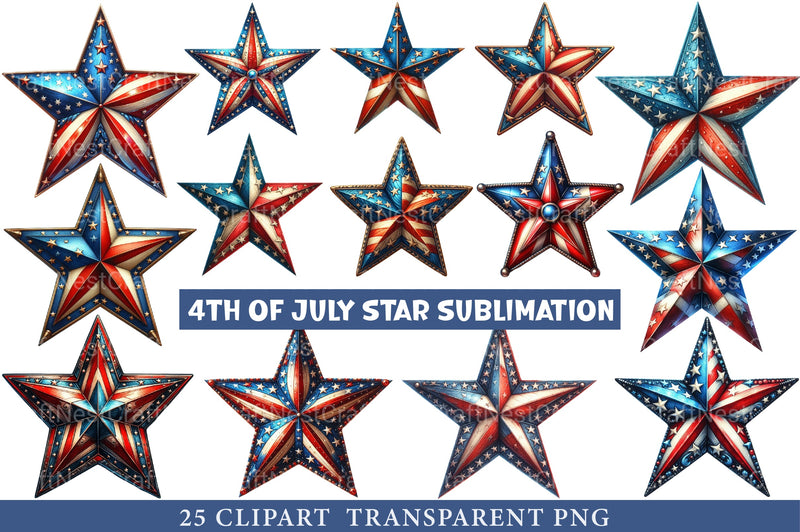 4th Of July Star Clipart Bundle - CraftNest - Digital Crafting and Art