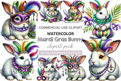 Mardi Gras Bunny Clipart Bundle - CraftNest - Digital Crafting and Art
