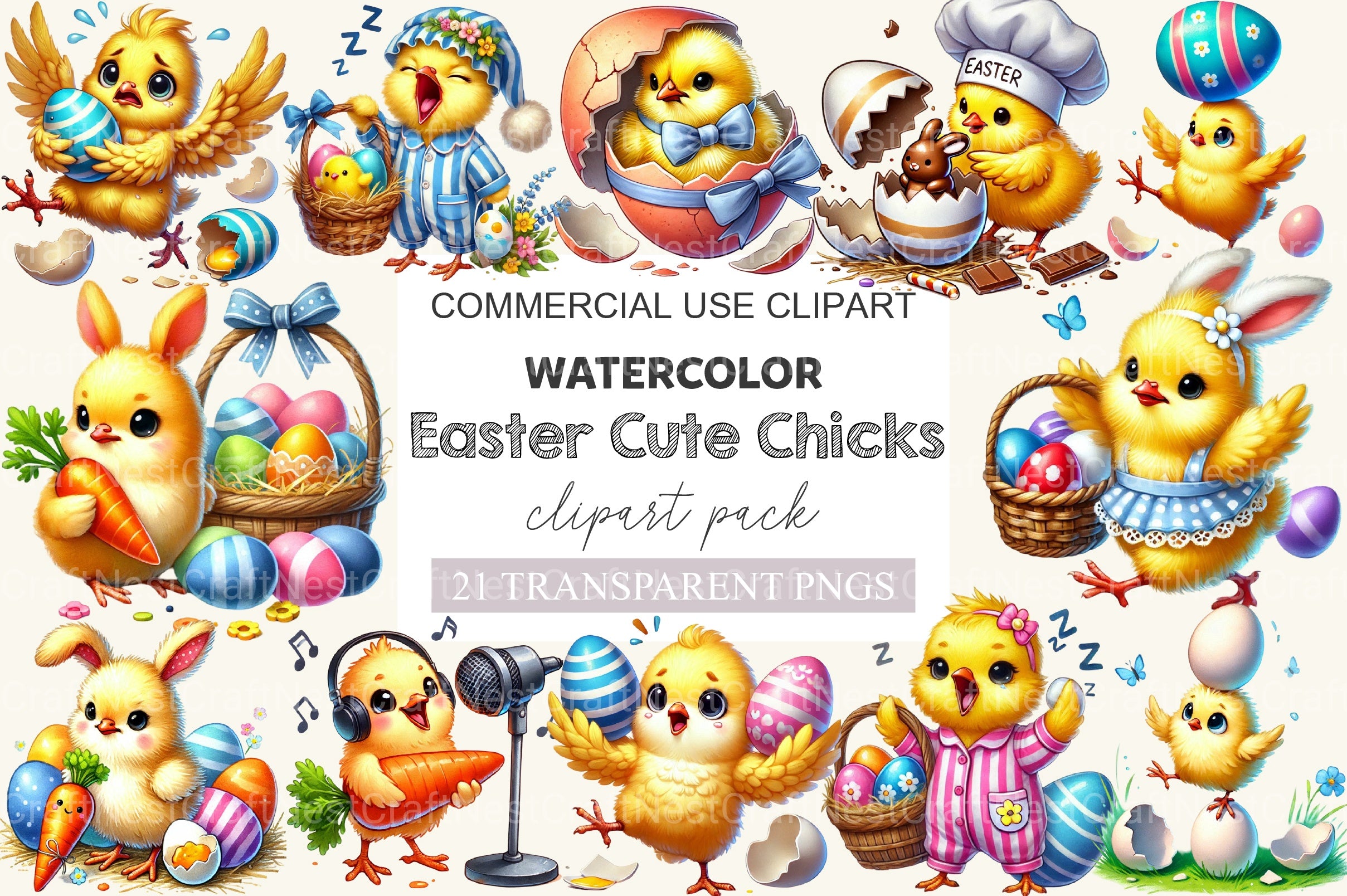 Easter Chicks Clipart Bundle - CraftNest - Digital Crafting and Art