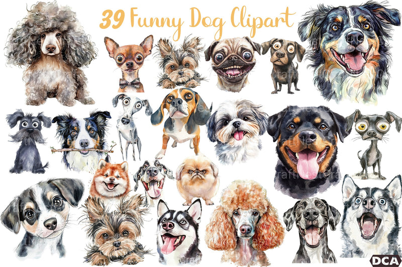 Funny Dog Clipart Bundle 99 - CraftNest - Digital Crafting and Art
