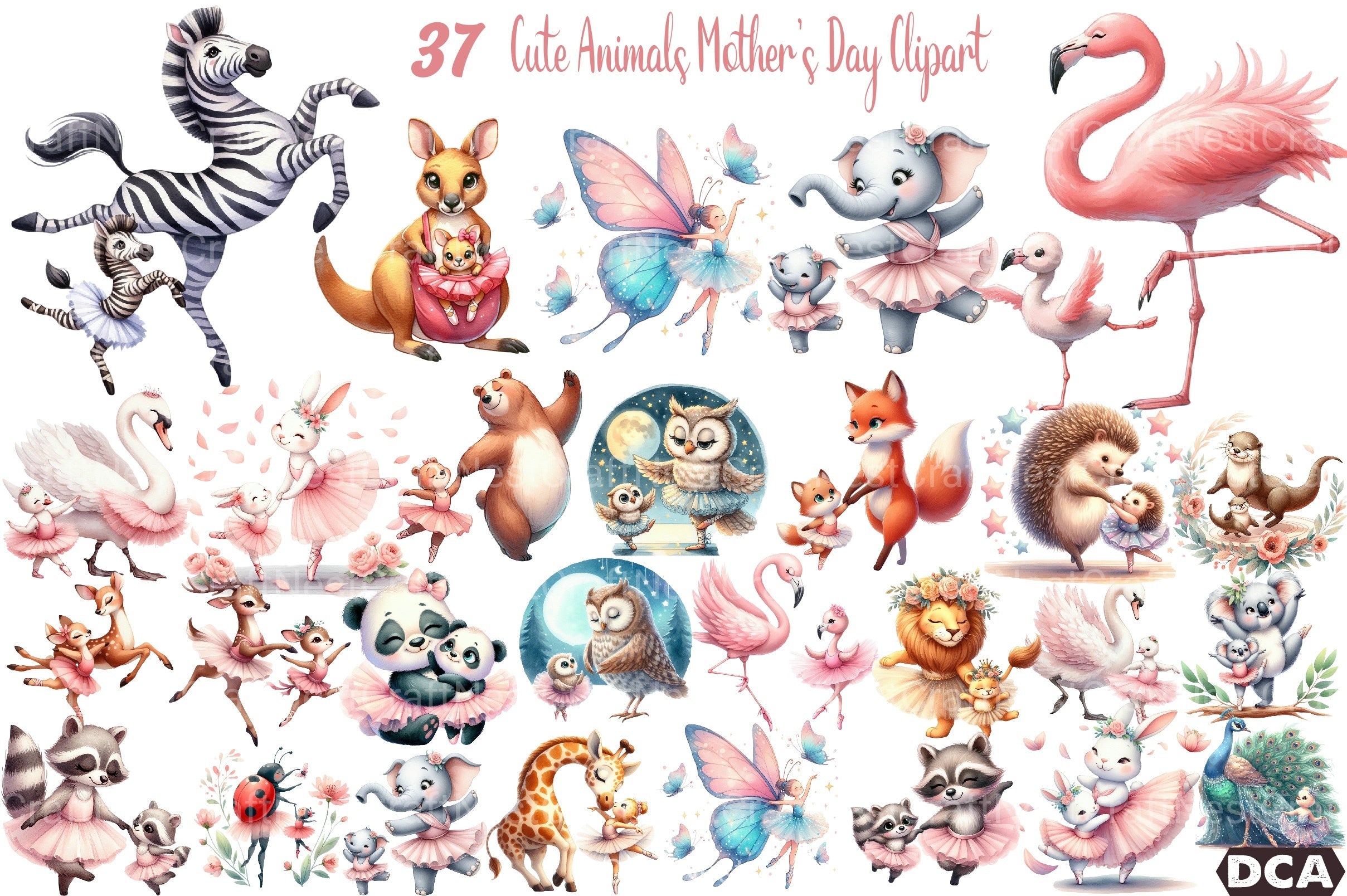 Cute Ballet Animals Mother's Day Clipart Bundle - CraftNest - Digital Crafting and Art