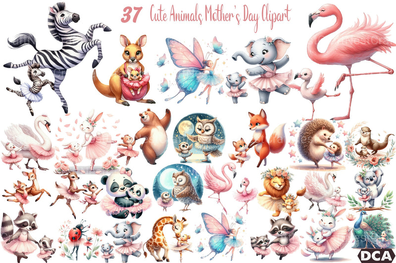 Cute Ballet Animals Mother's Day Clipart Bundle - CraftNest - Digital Crafting and Art