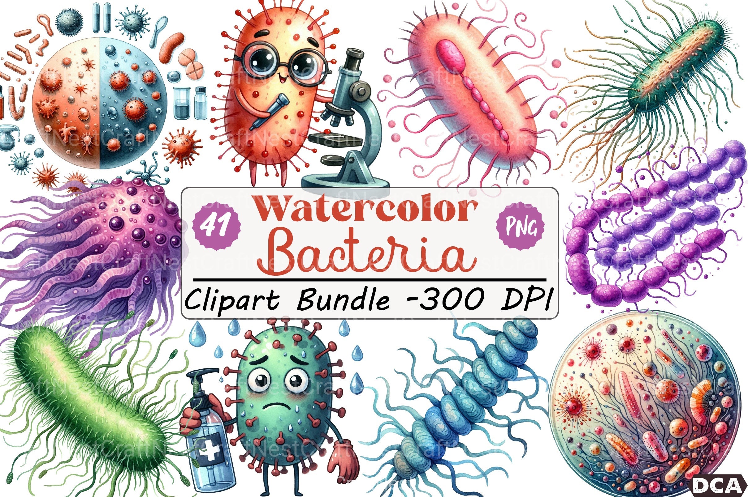 Bacteria Clipart Bundle - CraftNest - Digital Crafting and Art