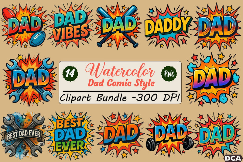 Dad Comic Style Clipart Bundle - CraftNest - Digital Crafting and Art