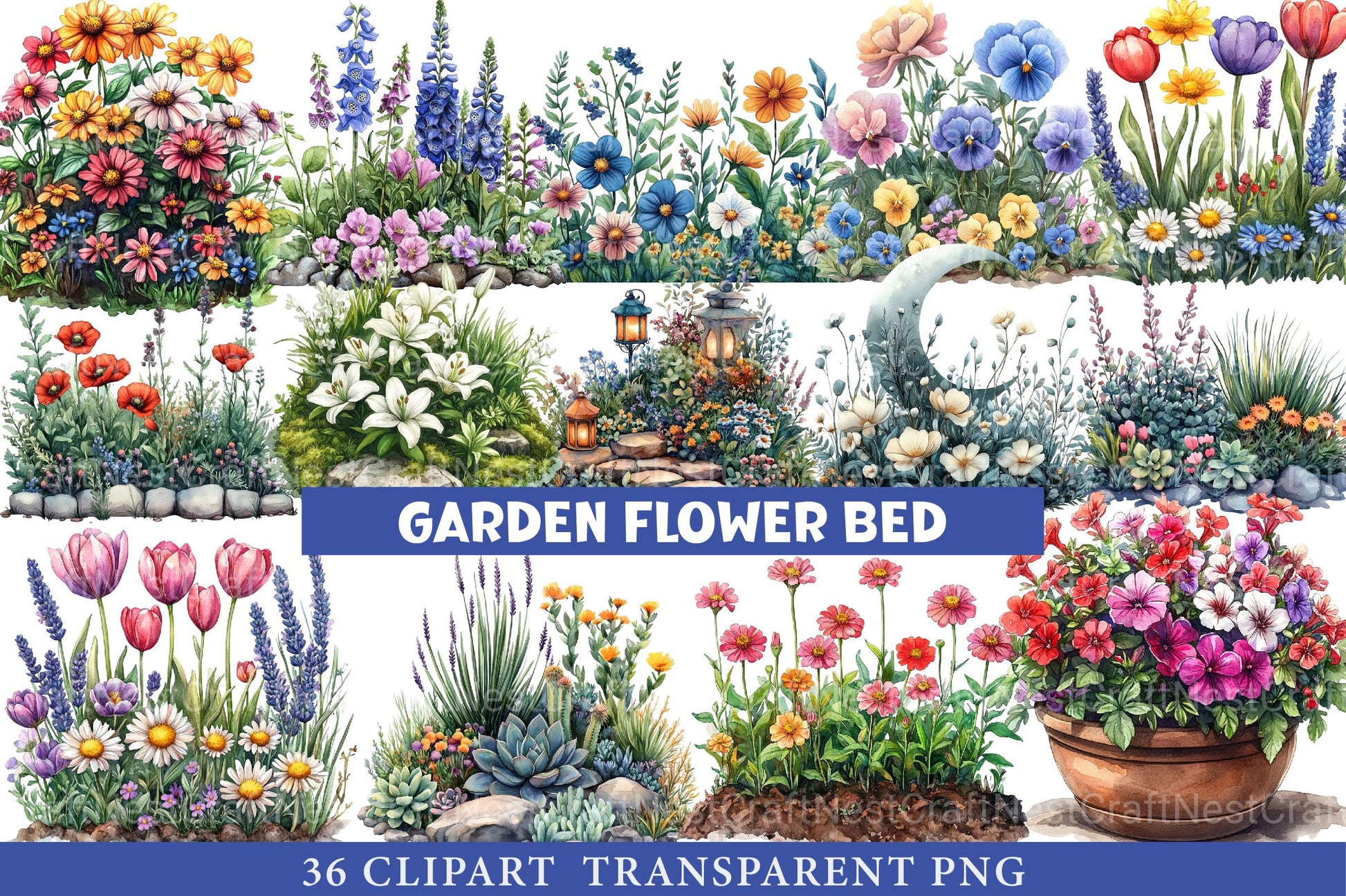 Garden Flower Bed Clipart Bundle - CraftNest - Digital Crafting and Art