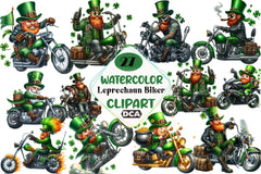 St. Patrick's Day Leprechaun Biker Clipart Bundle - CraftNest - Digital Crafting and Art