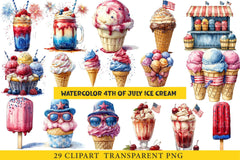 4th of July Ice Cream Clipart - CraftNest - Digital Crafting and Art