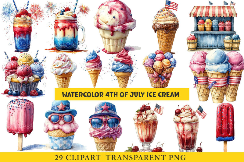 4th of July Ice Cream Clipart - CraftNest - Digital Crafting and Art
