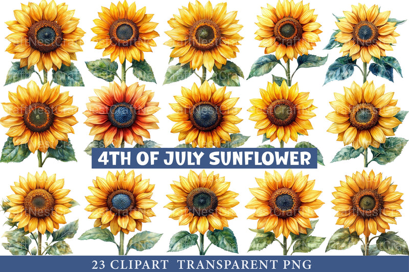 4th Of July Sunflower Clipart Bundle - CraftNest - Digital Crafting and Art
