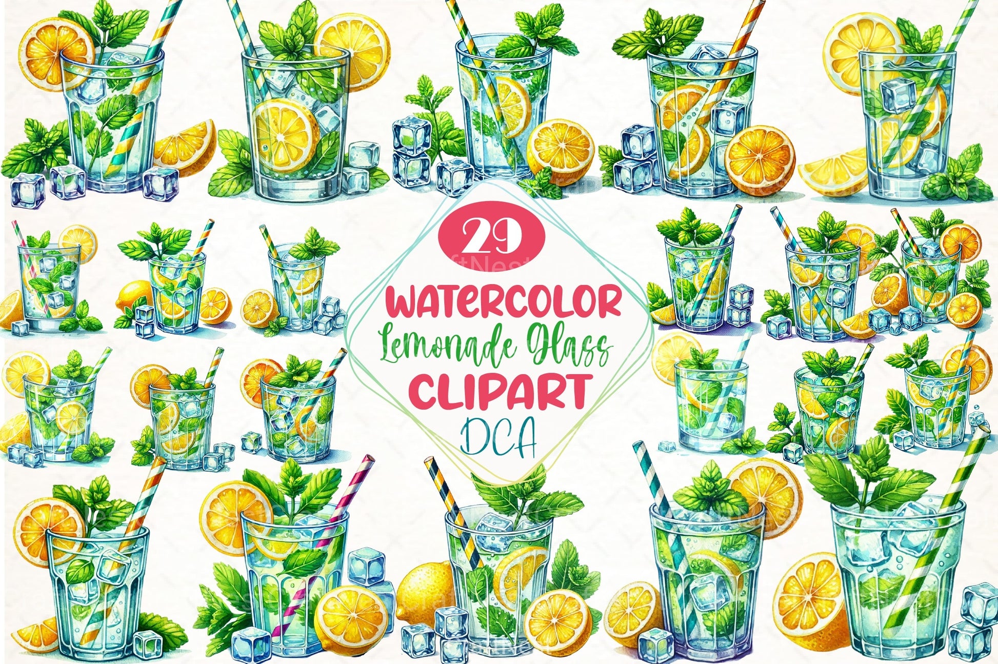 Lemonade Glass Clipart Bundle - CraftNest - Digital Crafting and Art