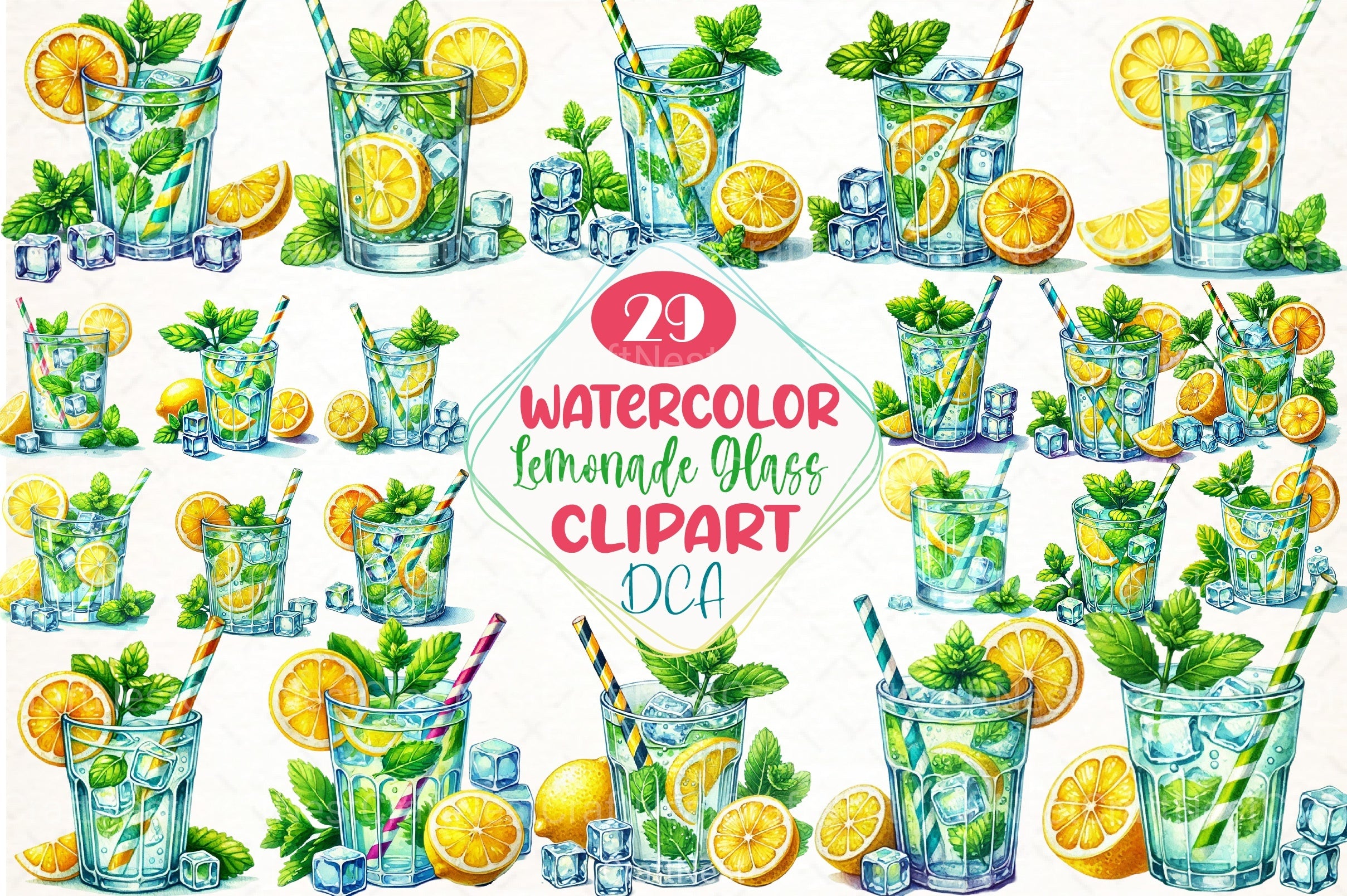Lemonade Glass Clipart Bundle - CraftNest - Digital Crafting and Art