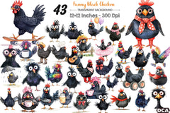 Quirky Funny Black Chicken Clipart Bundle - CraftNest - Digital Crafting and Art