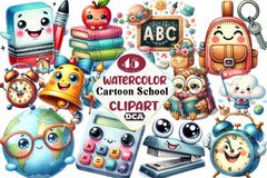 Cartoon School Clipart Bundle - CraftNest - Digital Crafting and Art