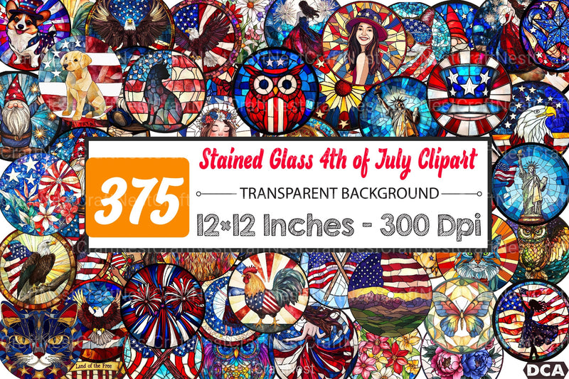 Stained Glass 4th of July Clipart Bundle - CraftNest - Digital Crafting and Art