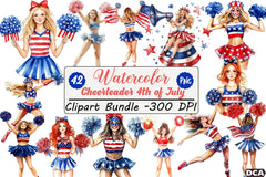 Cheerleader 4th of July Clipart Bundle - CraftNest - Digital Crafting and Art