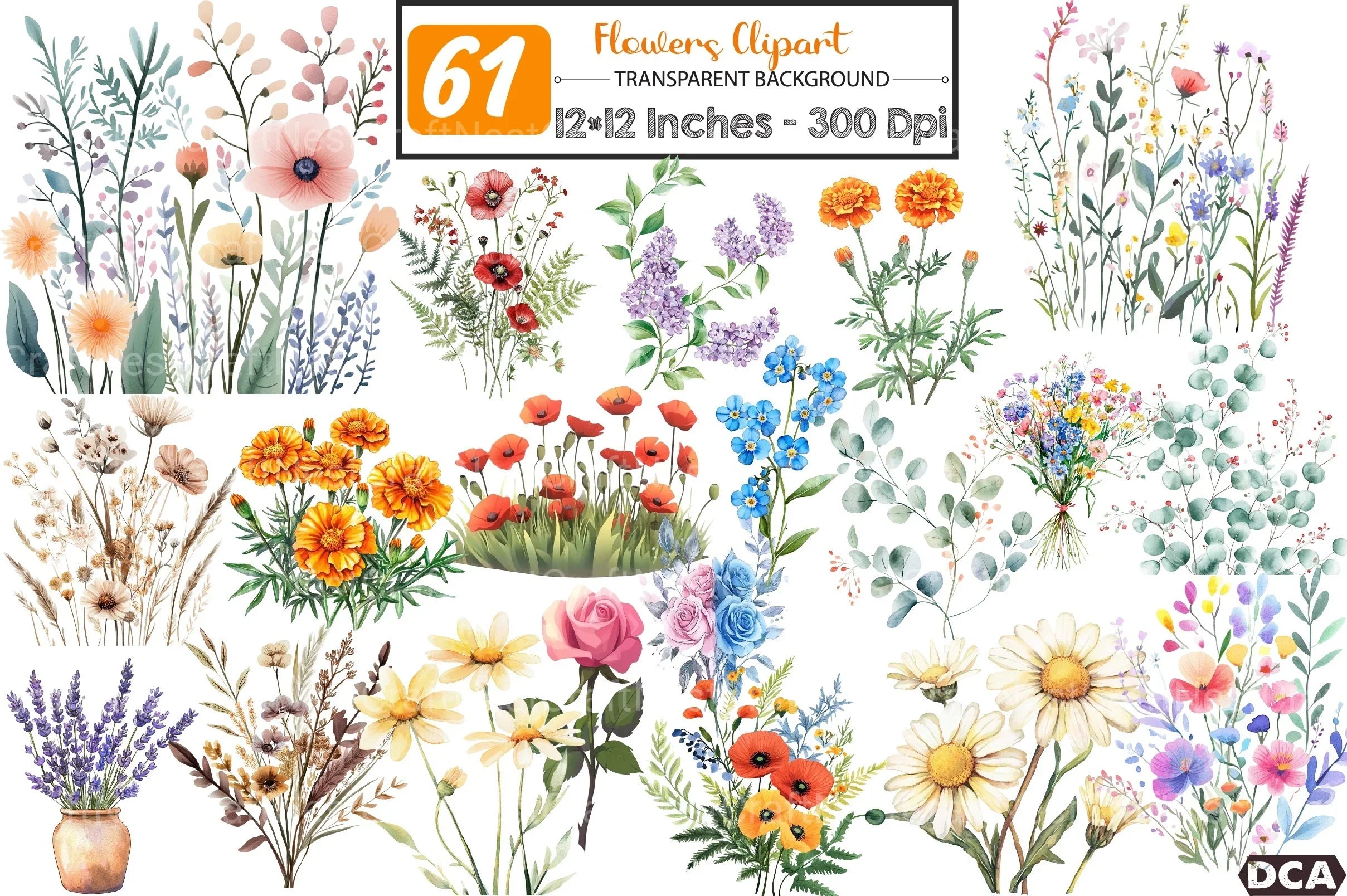 Flowers Clipart Bundle for Creative Projects - CraftNest - Digital Crafting and Art