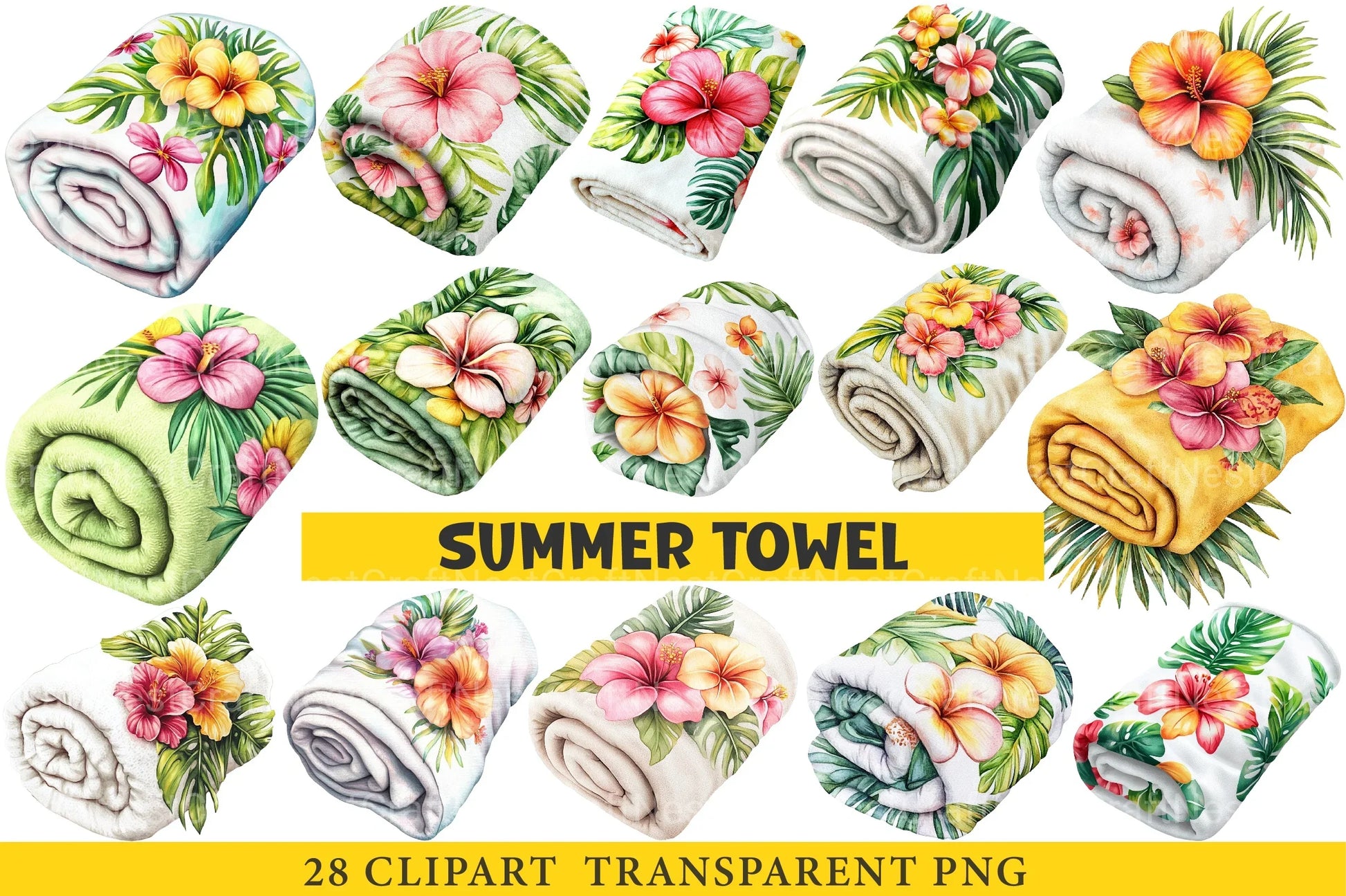 Summer Towel Clipart Bundle - CraftNest - Digital Crafting and Art