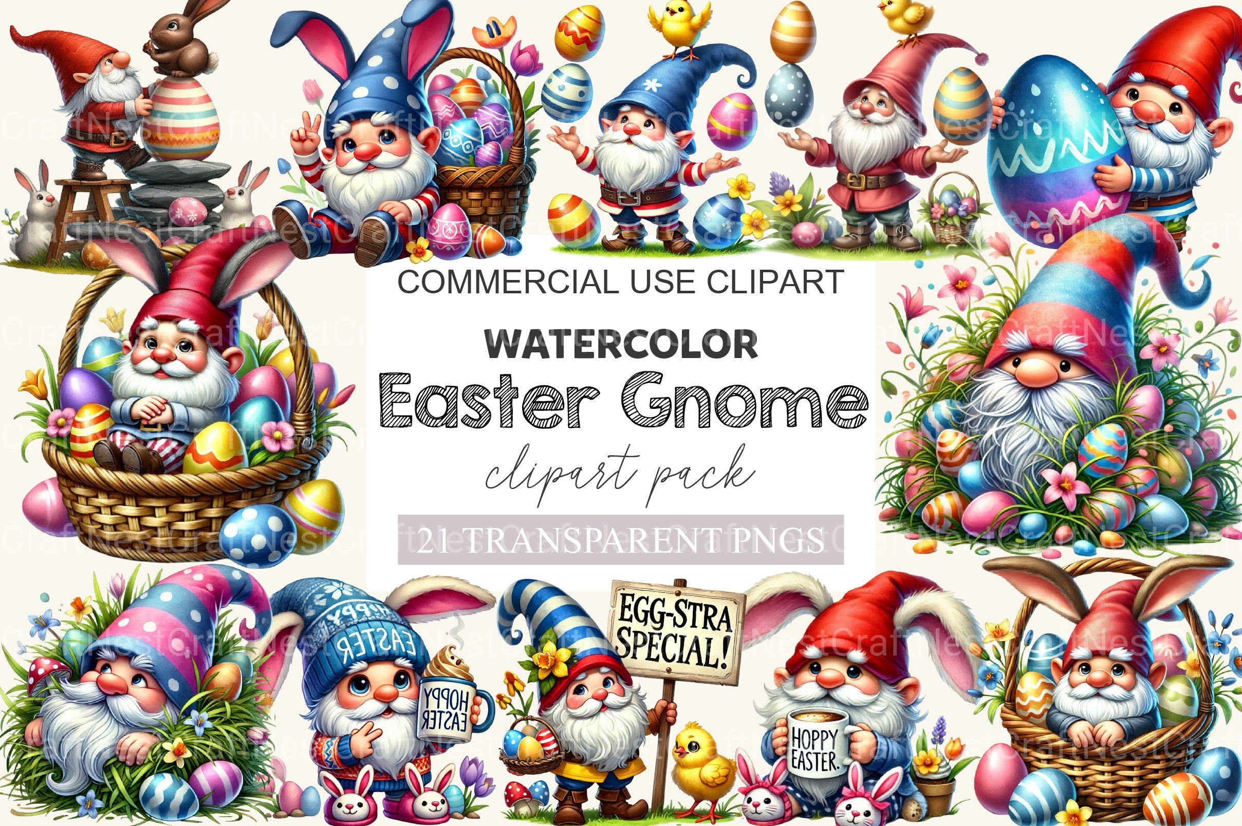 Easter Gnome Clipart Bundle 7 - CraftNest - Digital Crafting and Art