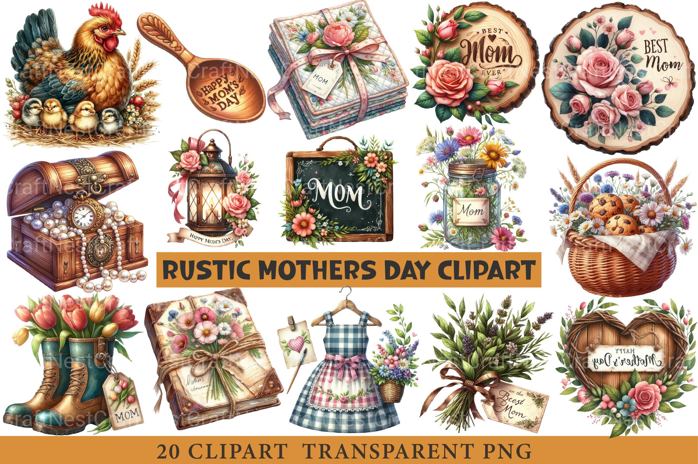 Rustic Mothers Day Clipart - CraftNest - Digital Crafting and Art