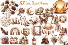 Boho Brown Clipart Bundle - CraftNest - Digital Crafting and Art