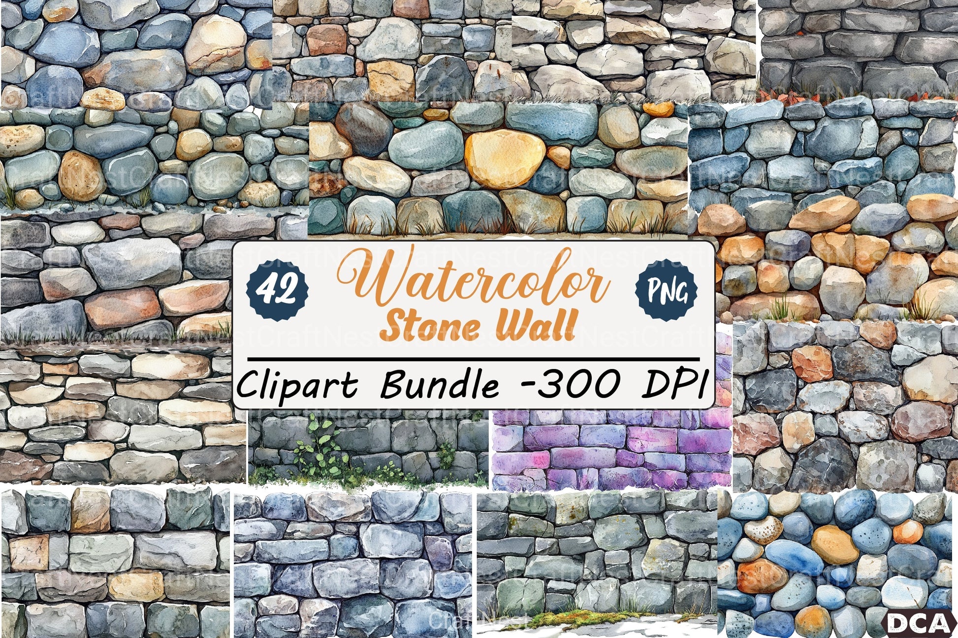 Stone Wall Clipart Bundles - CraftNest - Digital Crafting and Art