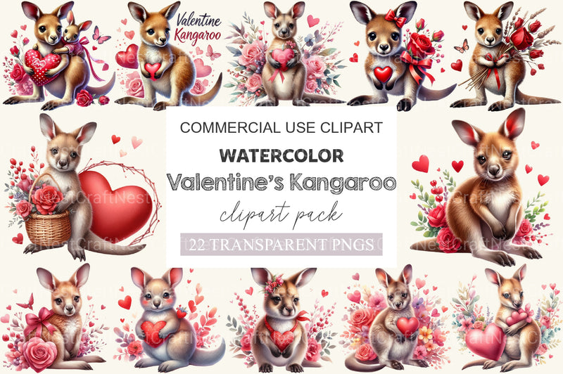 Valentine Kangaroo Clipart Bundle - CraftNest - Digital Crafting and Art