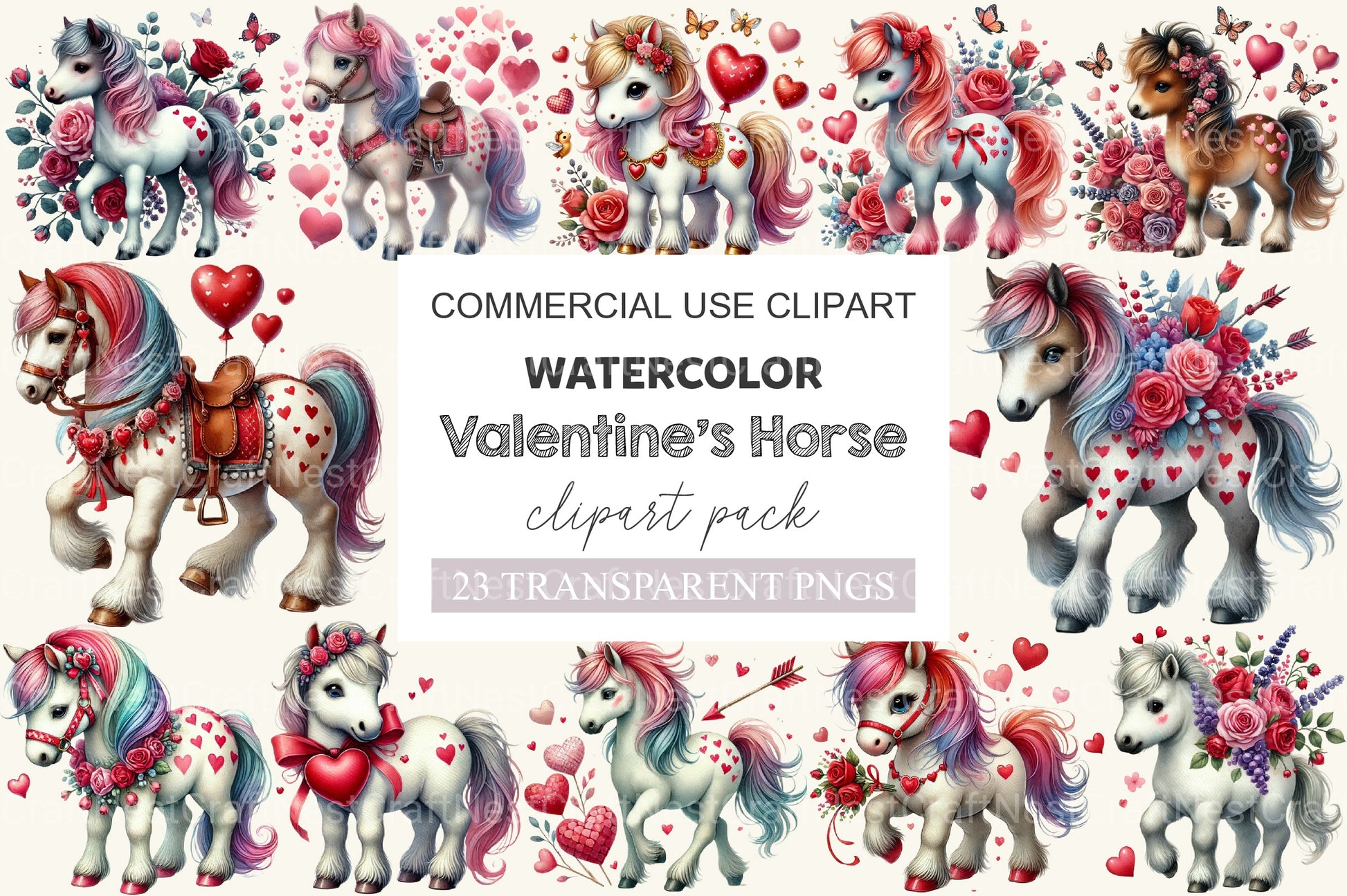 Valentine Horse Clipart Bundle - CraftNest - Digital Crafting and Art