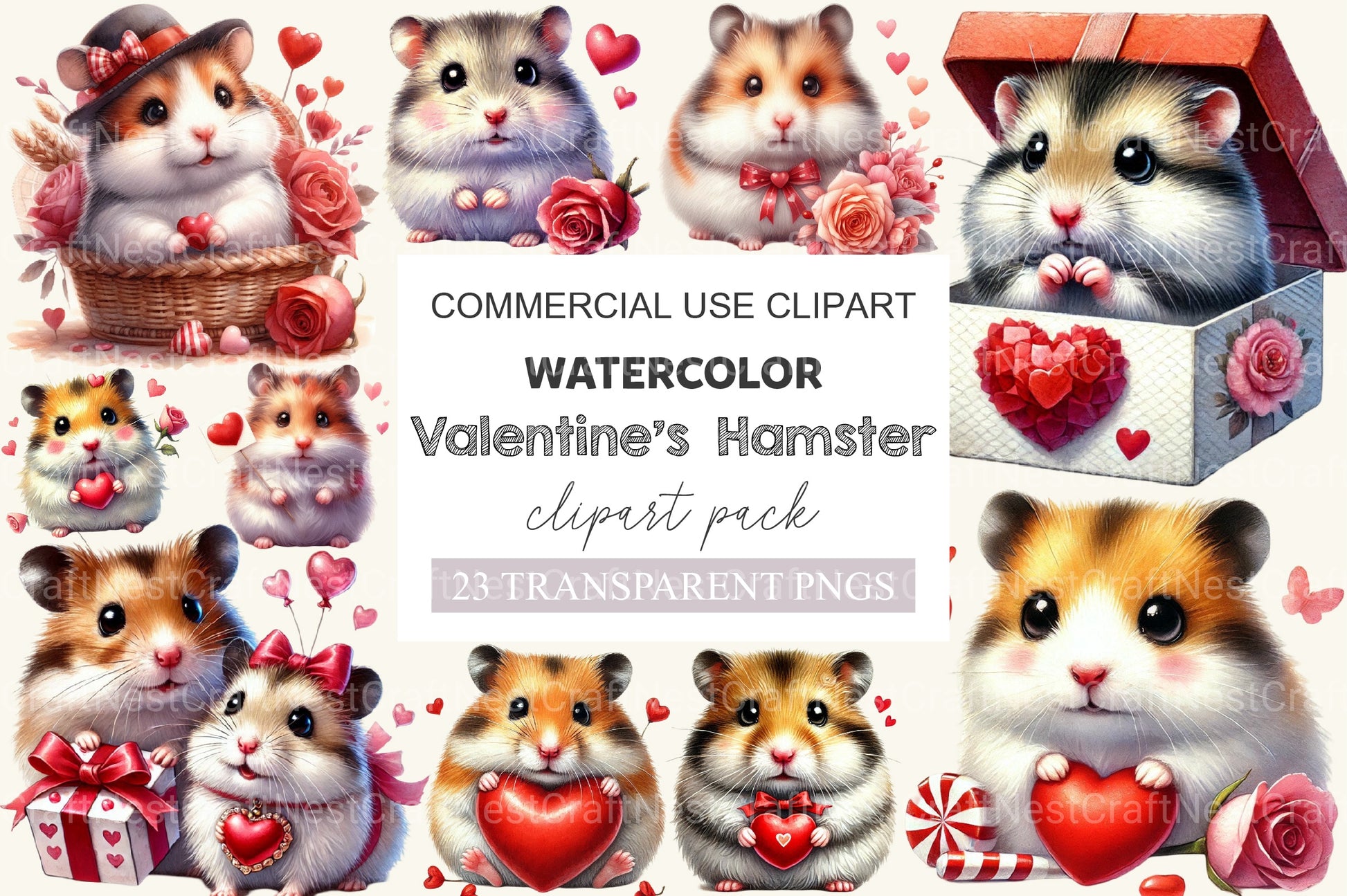 Valentine Hamster Clipart Bundle - CraftNest - Digital Crafting and Art